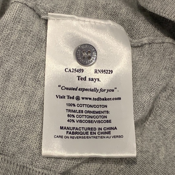 Ted BAKER LONDON Women Marle Grey Yalong Gros Grain Bow Cardigan size 4/US 10 - Picture 13 of 15